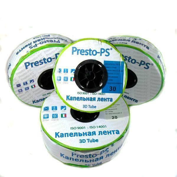 Крапельна стрічка Presto-PS емітерна 3D Tube крапельниці через 20 см витрата 2.7 л/год, довжина 500 м 3D-20-500 фото
