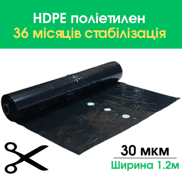 Пленка мульчирующая 30 мкм на метраж ширина 1,2 м 1 ряд отверстий шаг 20 см чёрная для мульчирования МПЕРВ12-1М фото
