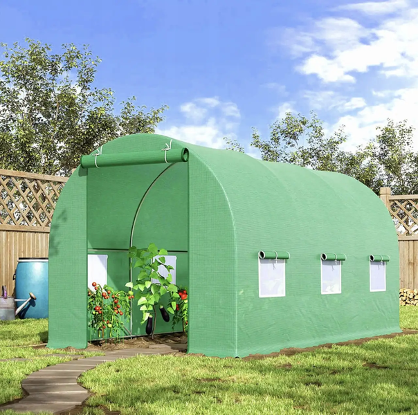 Садовая теплица 6 м2 (3 &times; 2 &times; 2 м) с окнами, армированная пленка UV-4, Зеленая (Польша) P0021 фото