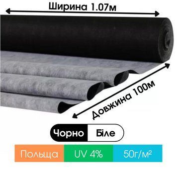 Агроволокно черно-белое 50 г/м&sup2; 1,07 &times; 100 м Agreen 58746 фото