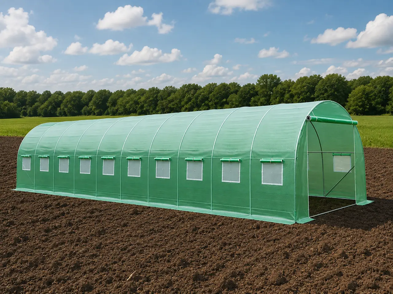 Теплица садовая усиленная Primaveo 36 м2 (12 &times; 3 &times; 2 м) 20 окон, армированная пленка UV-4, оцинкованный каркас 25 мм (Зеленая) G1351 фото