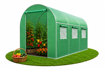 Теплиця садова Primaveo 7 м&sup2; (3,5 &times; 2 &times; 2 м) 6 вікон, армована плівка UV-4, оцинкований каркас 19 мм (Зелена) G1349 фото