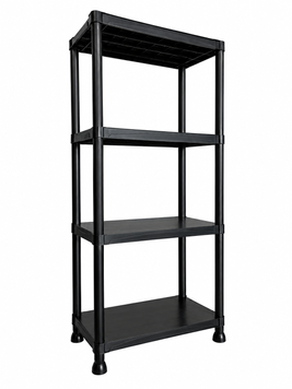 Стелаж пластиковий PRIMA HOME (133,5 х 60 х 30 см) 4 полиці, навантаження 160 кг, для складу гаража підвалу (Чорний) G1454 фото