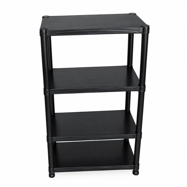 Стелаж пластиковий PRIMA HOME (133,5 х 60 х 30 см) 4 полиці, навантаження 160 кг, для складу гаража підвалу (Чорний) G1454 фото